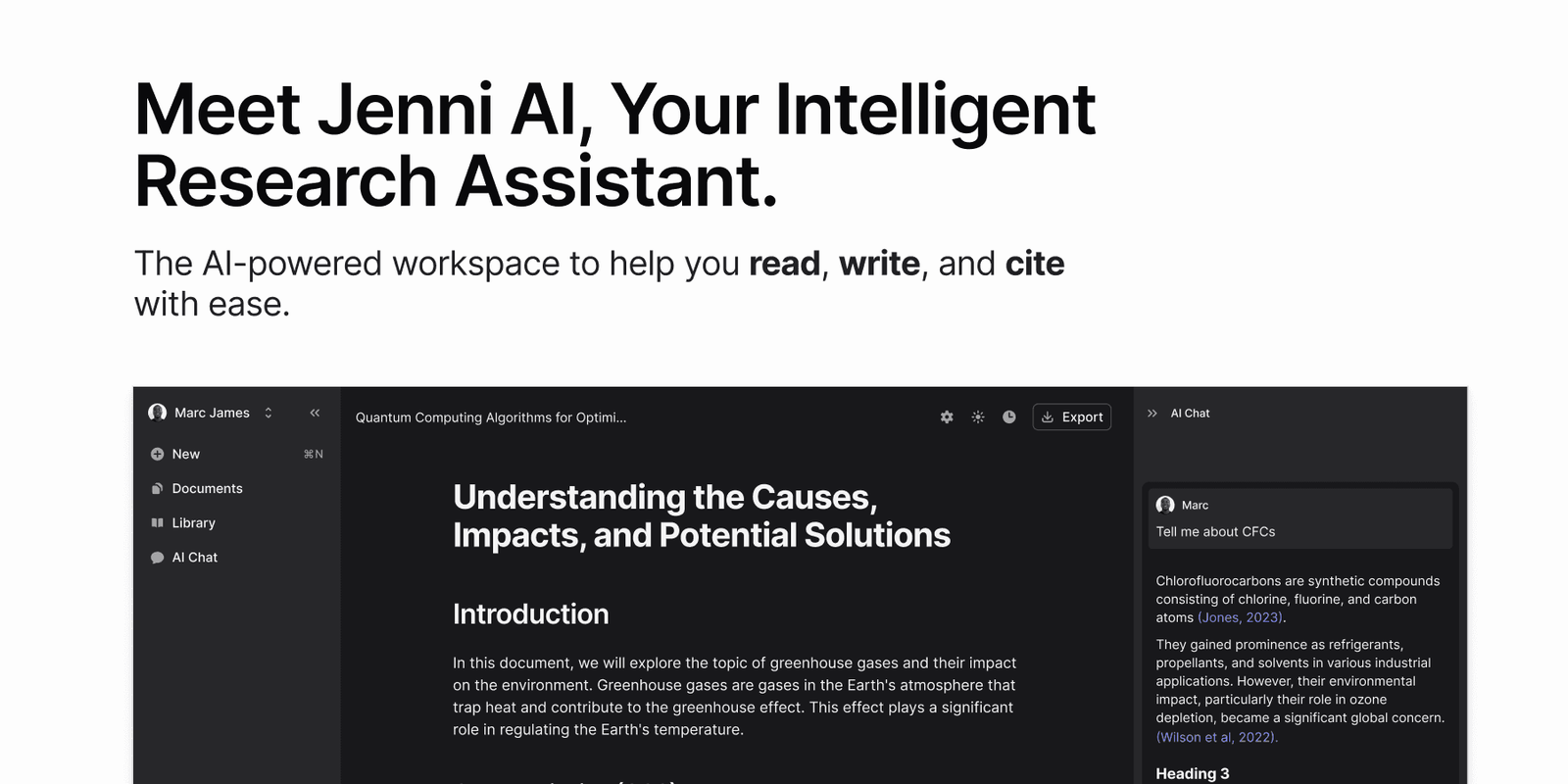 Screenshot of Jenni AI