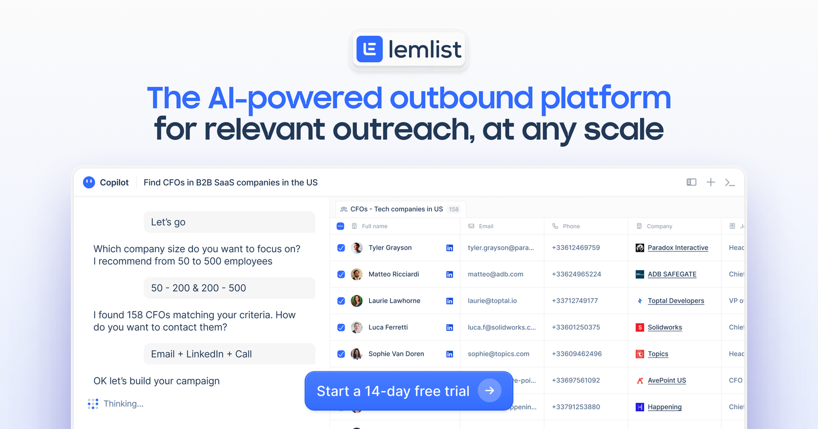 Screenshot of Lemlist