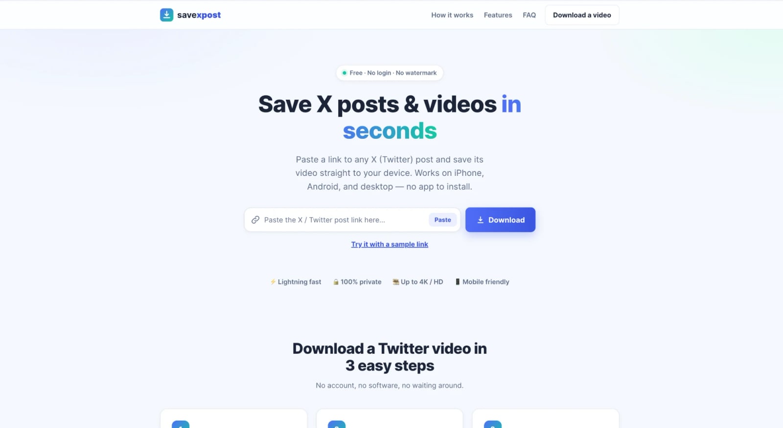 Screenshot of SaveXPost