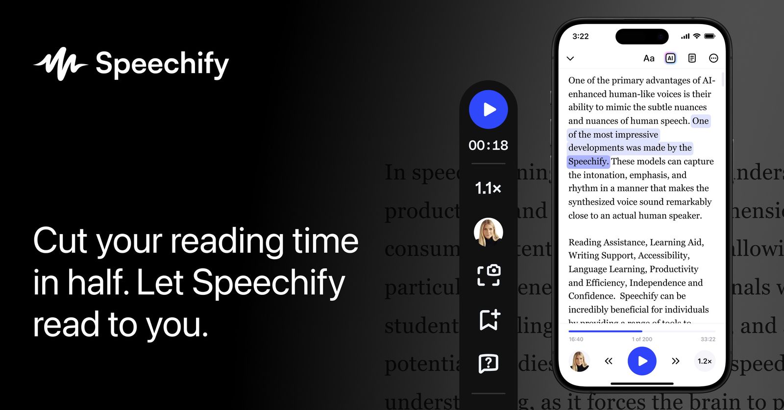 Screenshot of Speechify